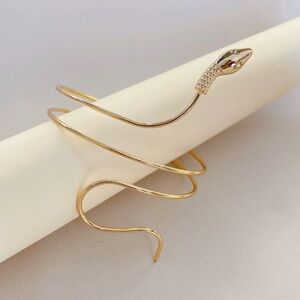 Women's Fashion Jewelry Gold Or Silver Coiled Snake Upper Arm Cuff Armlet